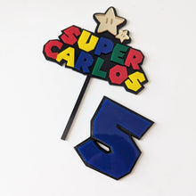 Load image into Gallery viewer, Super Mario Cake Topper - Custom Name AALVO