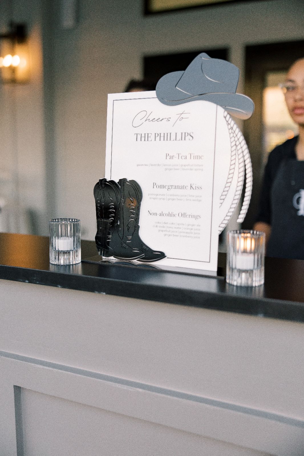 Black & White Cowboy Themed Bar Menu