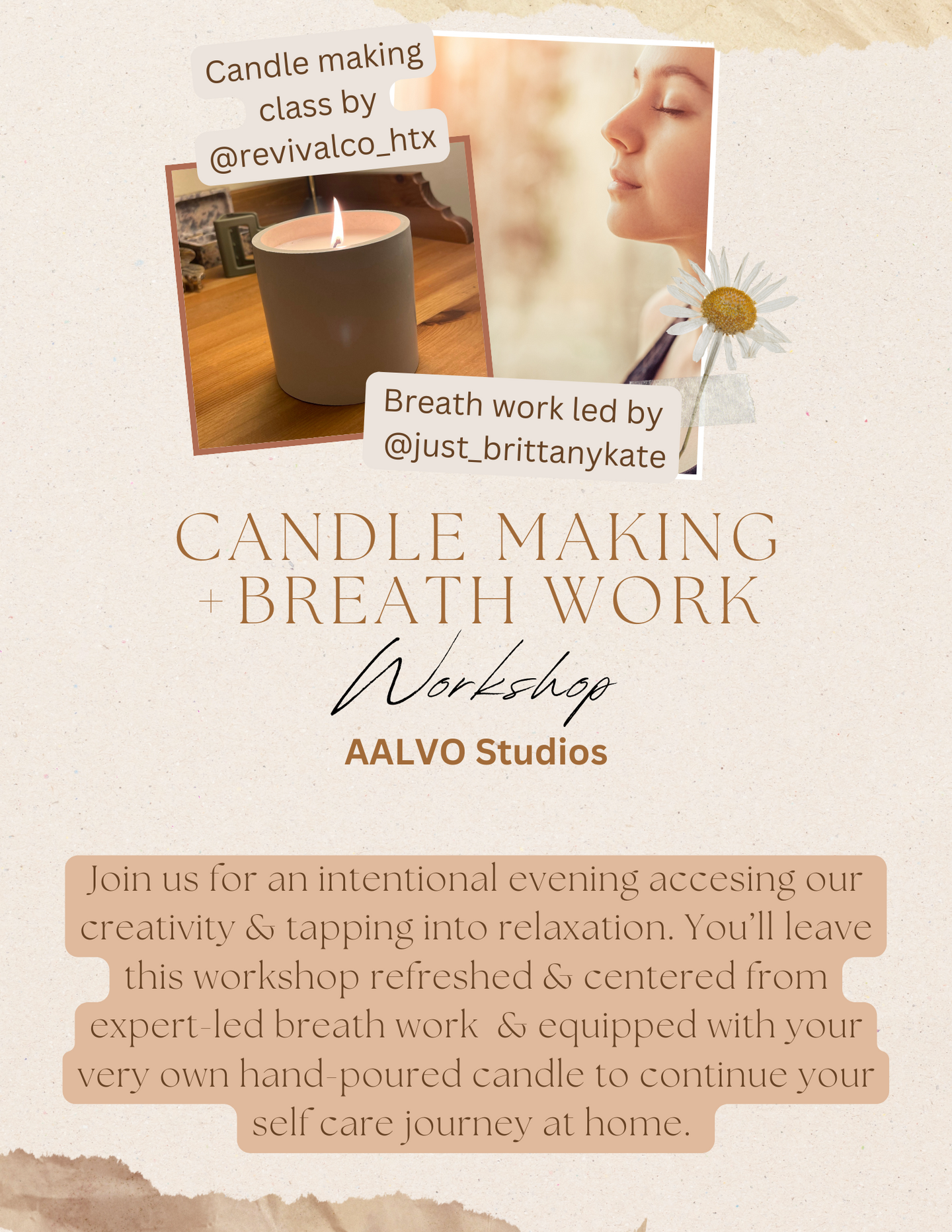 Candle Making + Breath Work Workshop with Revival Candle Co + Brittany Kate