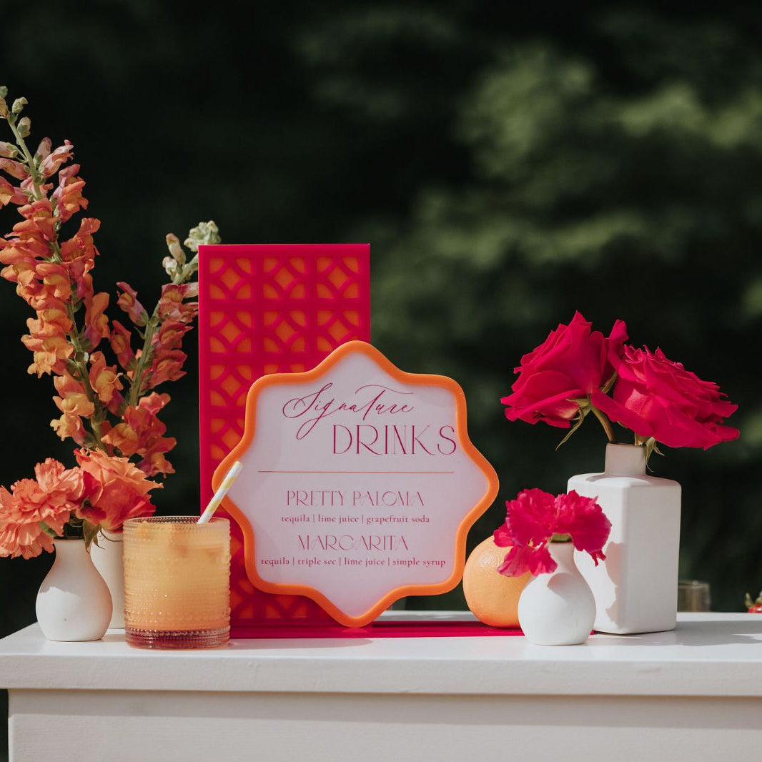 Bright Pink & Orange Bar Menu