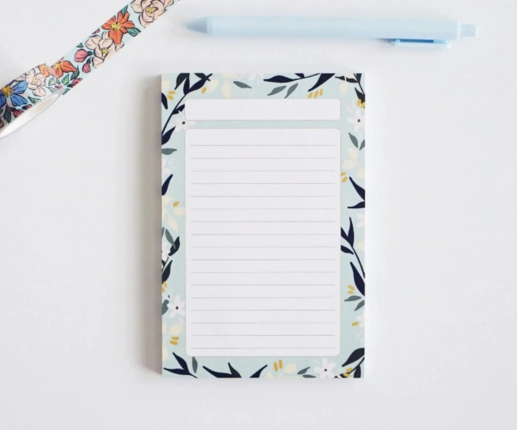 Mint Floral Lined Notepad AALVO