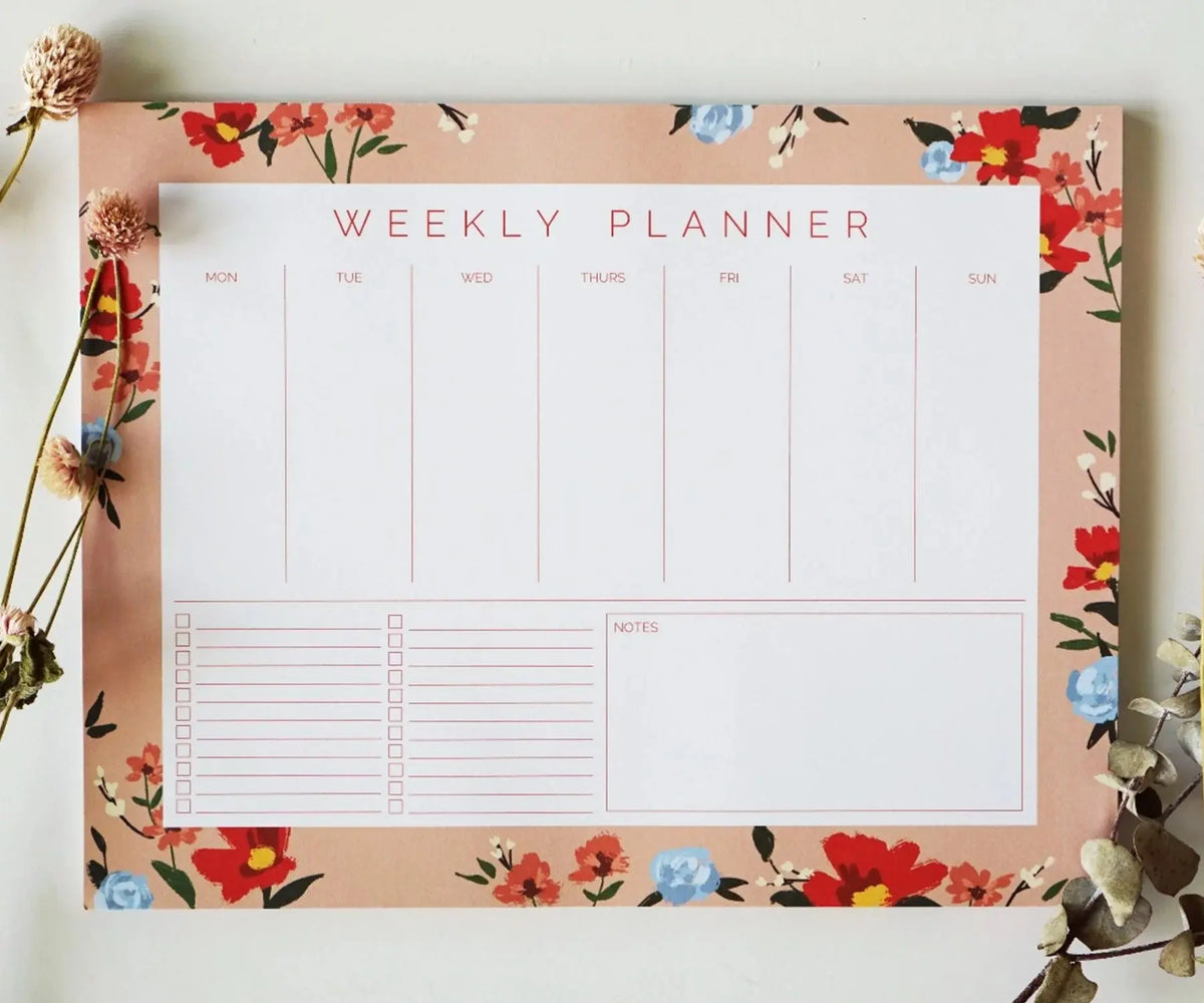 Peach Floral Weekly Planner AALVO