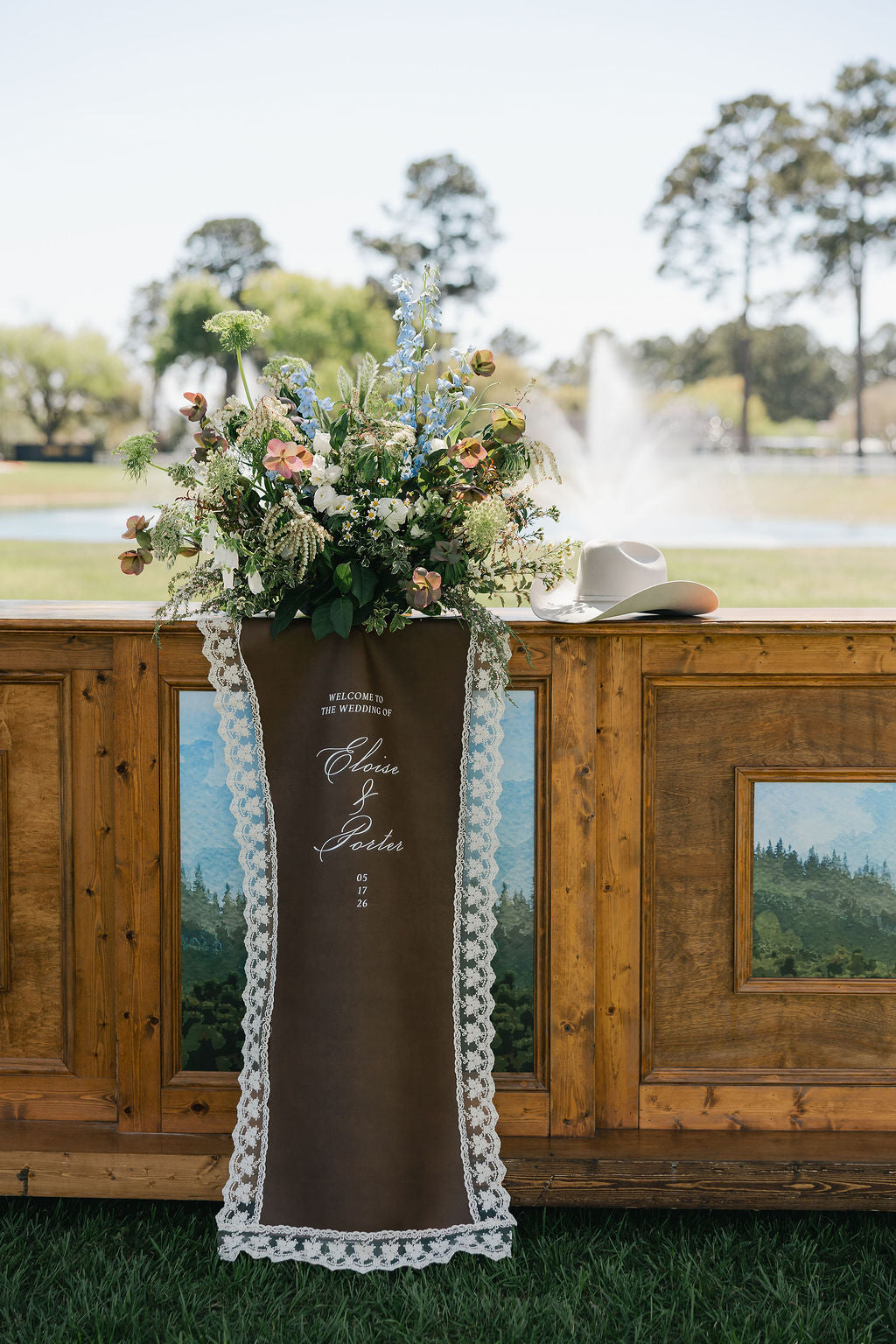 Western Chic - Leather with Lace Trim Bar Menu / Welcome Sign