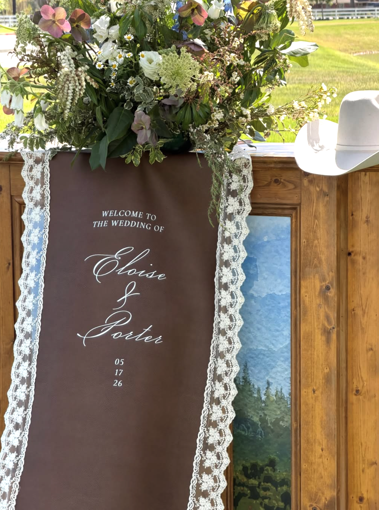 Western Chic - Leather with Lace Trim Bar Menu / Welcome Sign