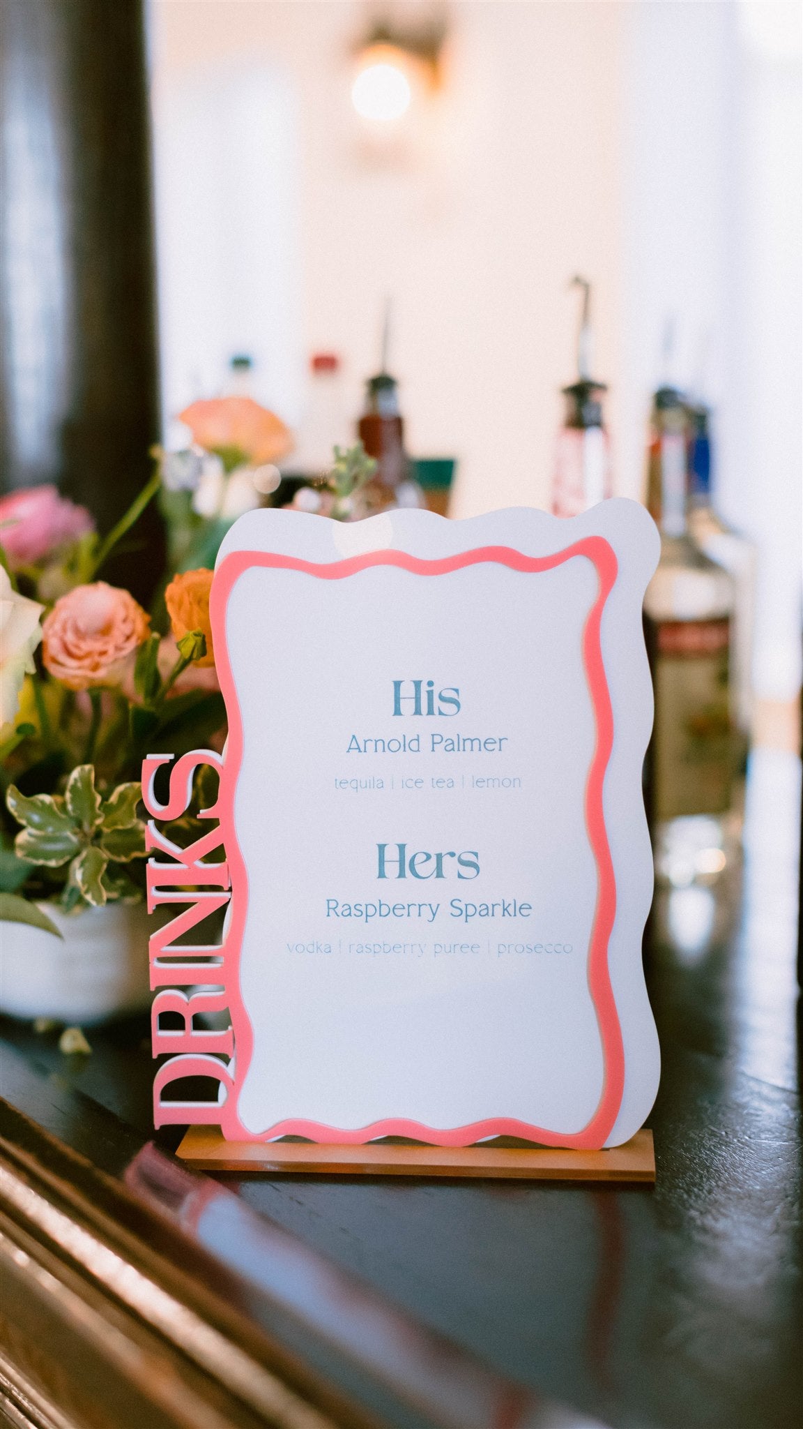Wavy Pink & White Drink Menu