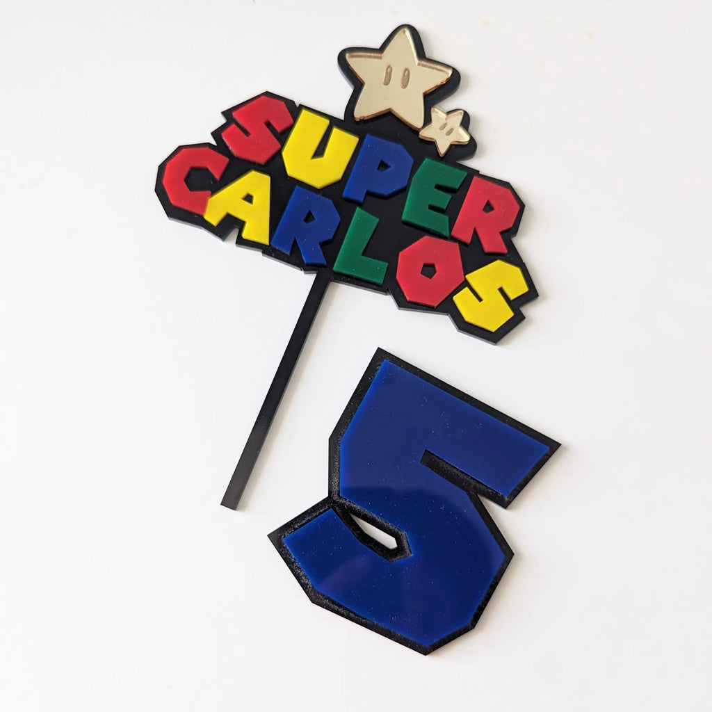 Super Mario Cake Topper - Custom Name AALVO
