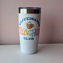 Load image into Gallery viewer, caffeinated teacher club in cute bubble font pastel colors
