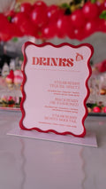 Wavy Red & Pink Drink Menu