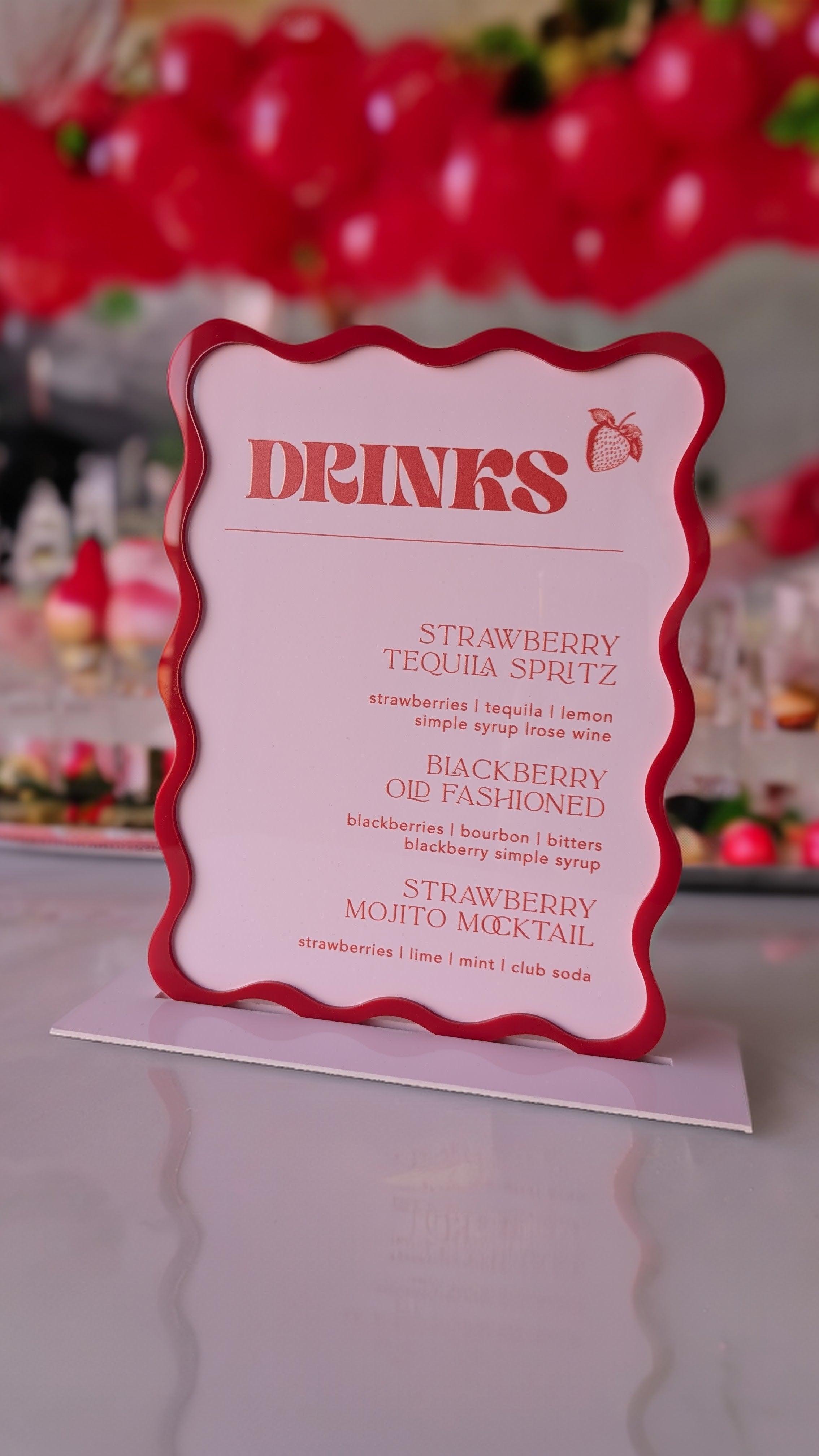Wavy Red & Pink Drink Menu