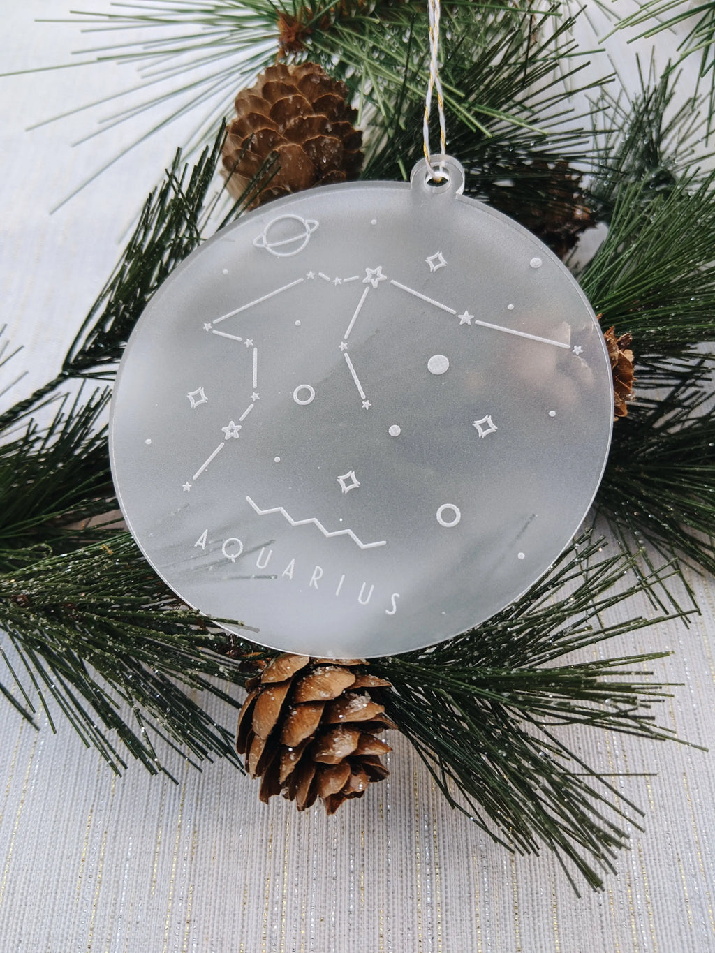 Aquarius Astrology Christmas Frosted Acrylic Ornament