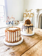 Load image into Gallery viewer, Baby Daddy and Best Dad Ever Gold Acrylic Cake Toppers
