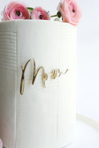 "Mom" Cake Plaque - Material Acrylic - Colors Gold Rose Gold Silver - Closeup