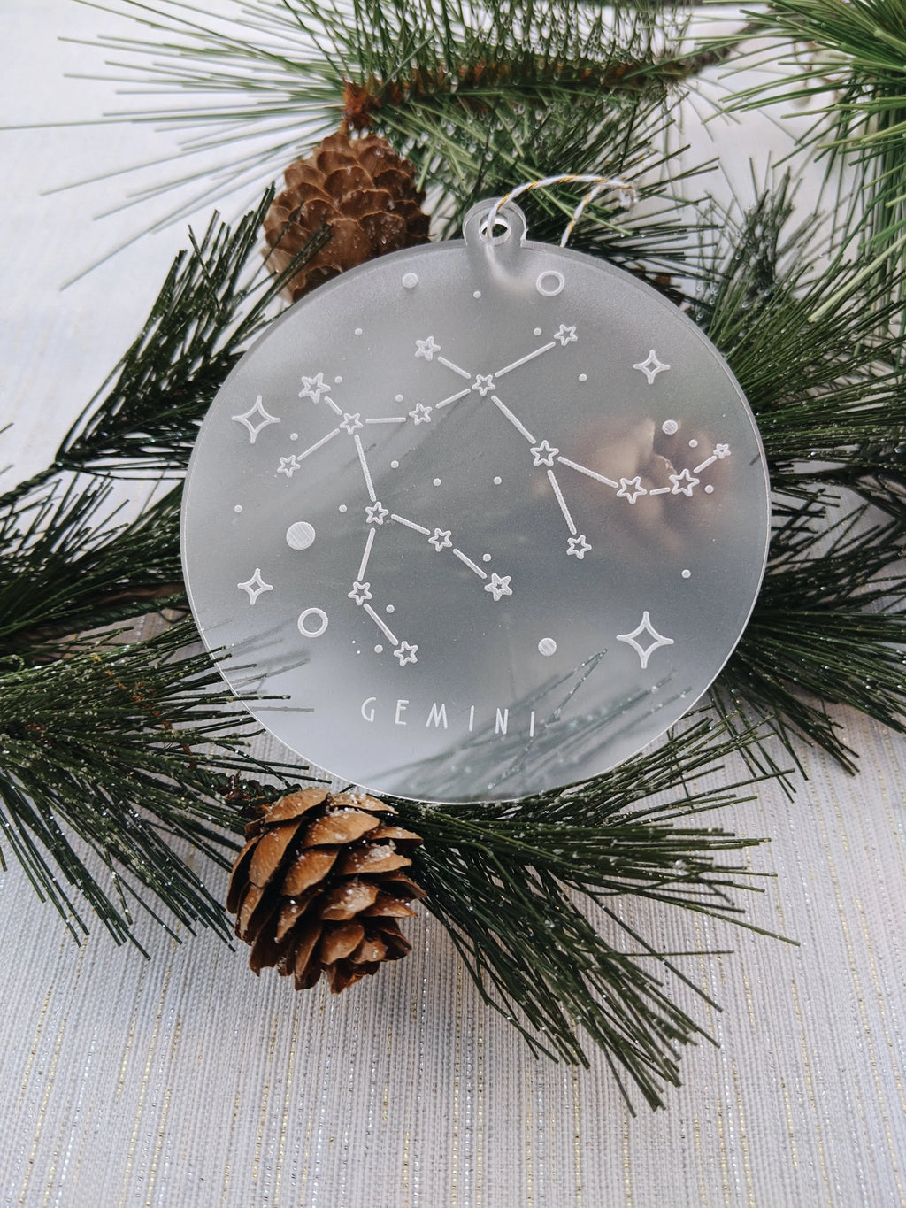 Gemini Astrology Christmas Frosted Acrylic Ornament