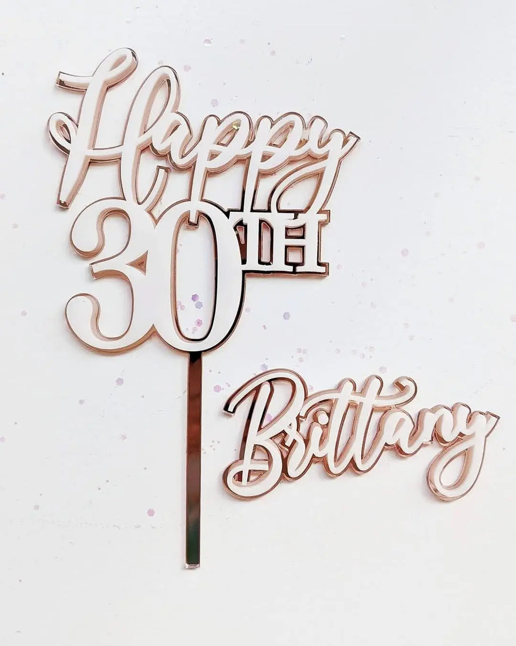 Happy Birthday Topper and Custom Name Charm Set - Double Layer AALVO