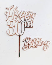 Load image into Gallery viewer, Happy Birthday Topper and Custom Name Charm Set - Double Layer
