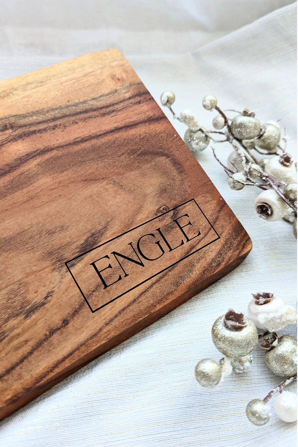 Custom Engraved Live Edge Charcuterie Cutting Board AALVO
