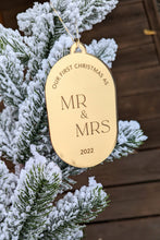 Load image into Gallery viewer, First Christmas as Mr and Mrs Holiday Ornament
