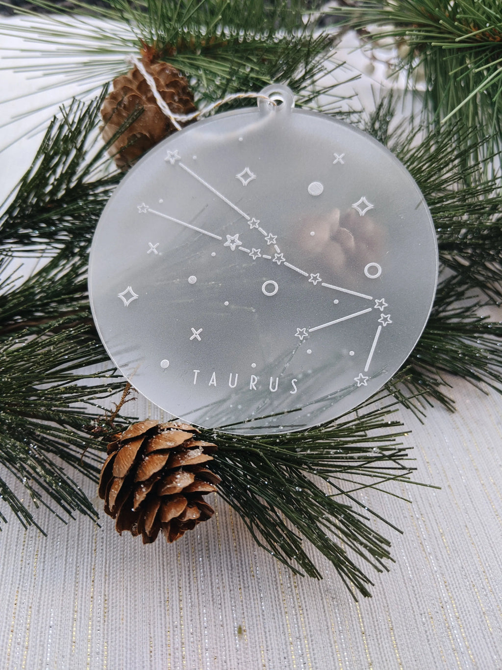 Taurus Astrology Christmas Frosted Acrylic Ornament