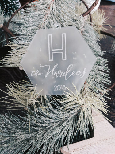 Personalized Family Name Christmas Ornament - Hex AALVO