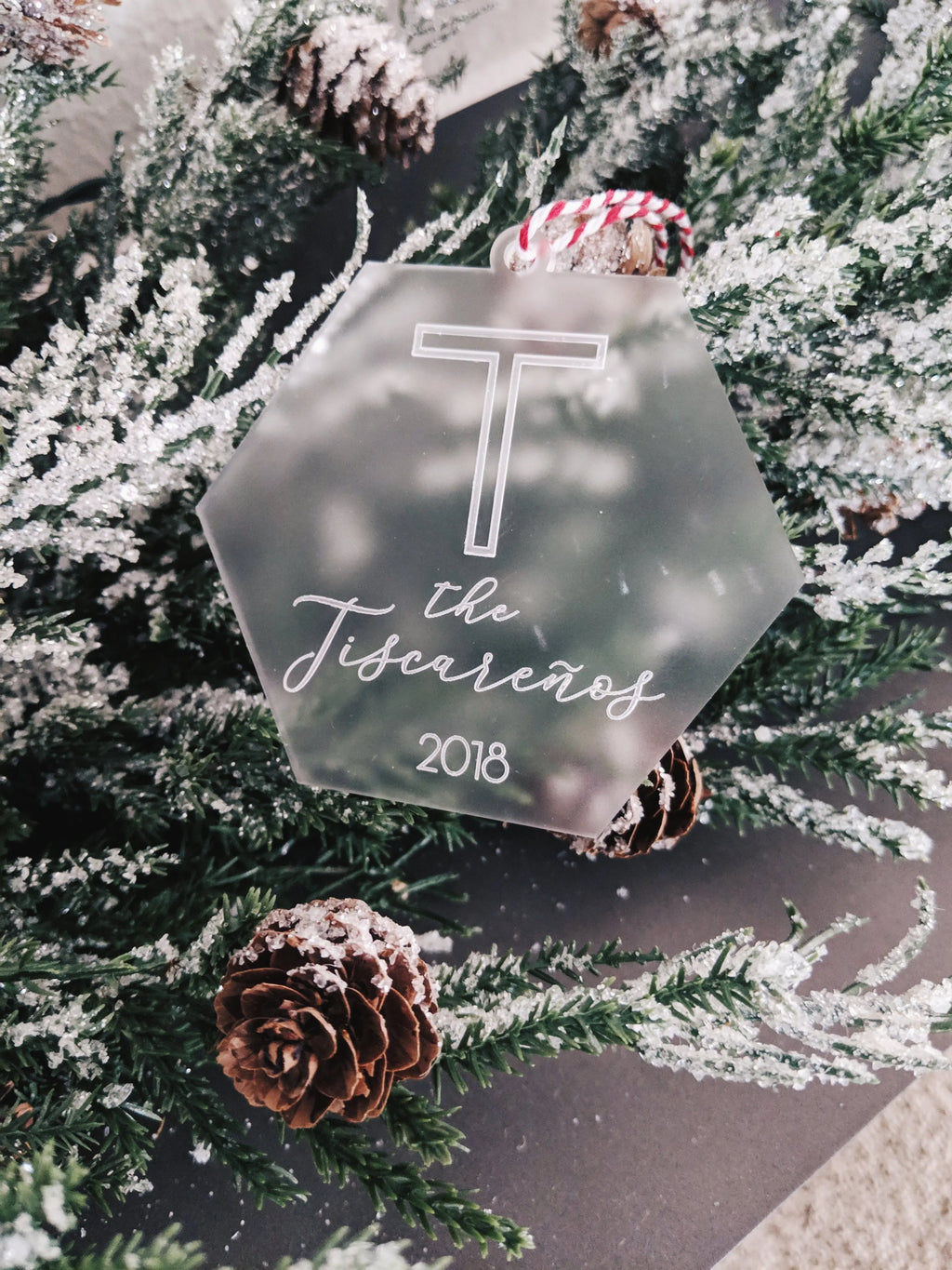 Personalized Family Name Christmas Ornament - Hex AALVO