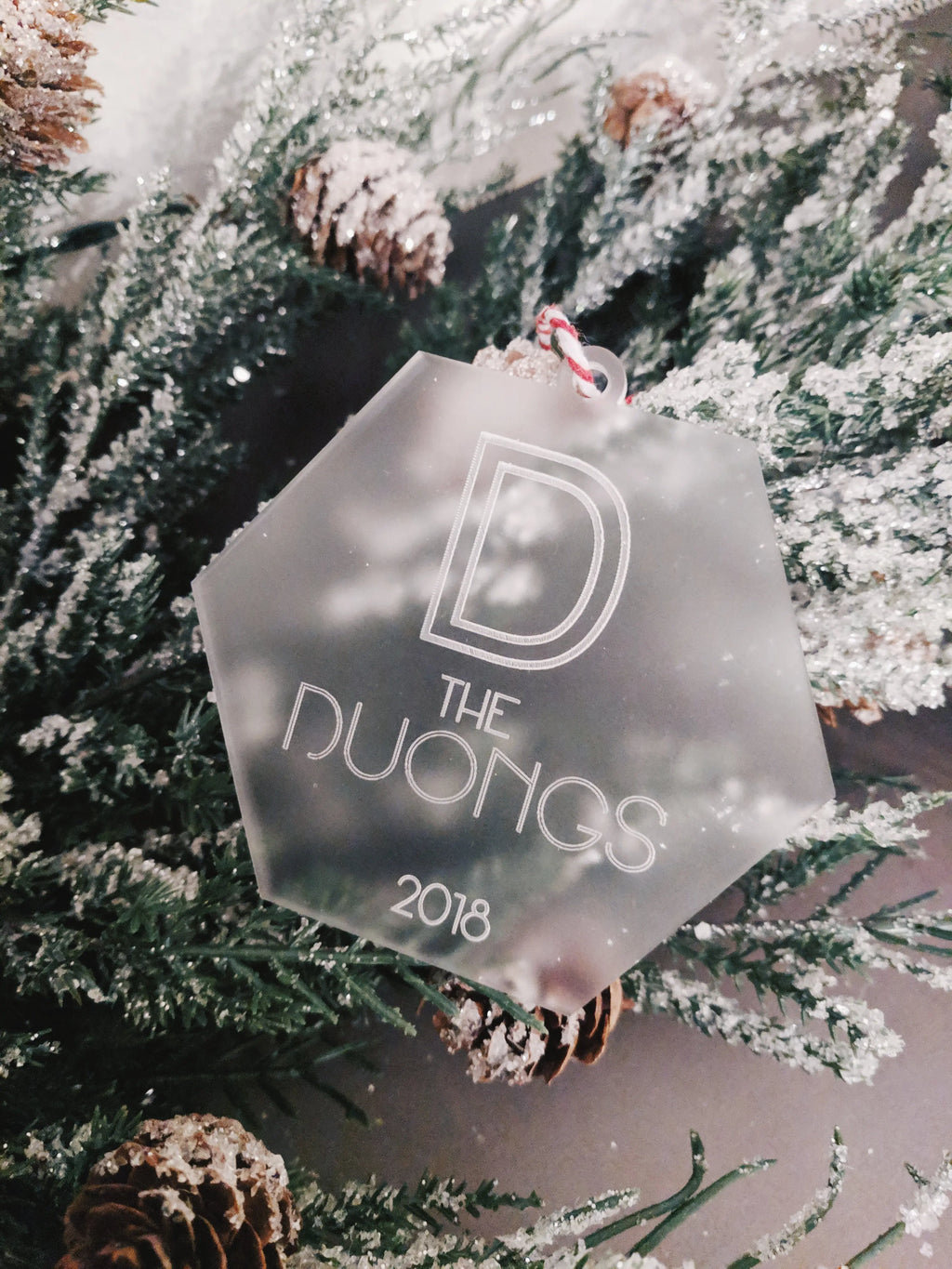 Personalized Family Name Christmas Ornament - Hex AALVO