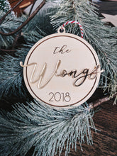 Load image into Gallery viewer, Personalized Family Name Christmas Ornament
