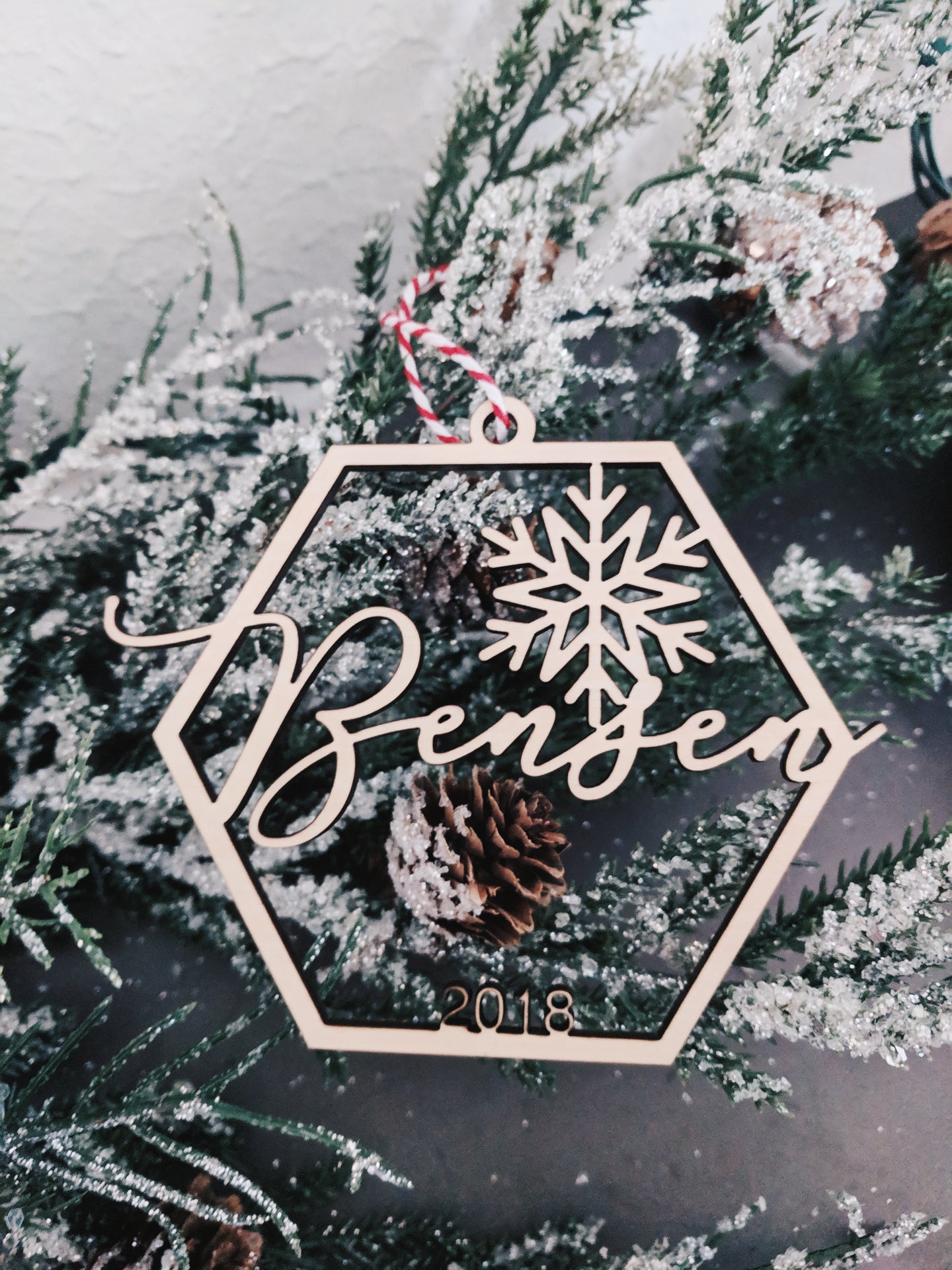 Hexagon Snowflake Personalized Ornament