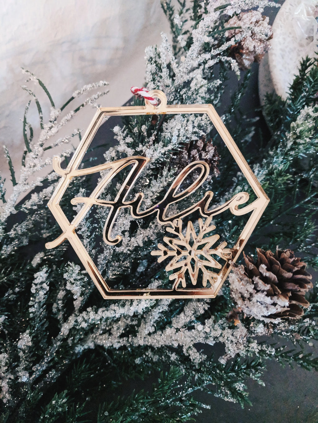 Hexagon Snowflake Personalized Ornament AALVO