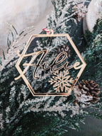 Hexagon Snowflake Personalized Ornament AALVO