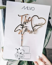 Load image into Gallery viewer, Custom Wedding Cake Topper - Family Name + Date AALVO
