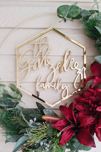 Custom Hexagon Family Wreath Name AALVO