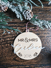 Load image into Gallery viewer, Mr &amp; Mrs Personalized Christmas Ornament
